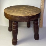 Small Vintage Round Wooden Stool