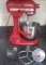 Kitchen Aid Red Heavy Duty Mixer With 3 Attachments, Works