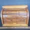 Vintage Wood Bread Box With Engraved Design