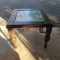 Wood and Metal End Table with Glass and Leather Top