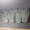 Lot of 8 Vintage Libbey USA Tall Pressed Glass Drinking Glasses