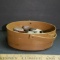 Vintage Wood Basket Containing Assorted Rocks and Stones