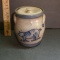 Vintage Rowe Pottery Works Small Crock with Lid and Handles, Cobalt Pig