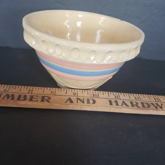 Antique McCoy Ribbed Striped Blue, Pink Nesting Mixing Bowl