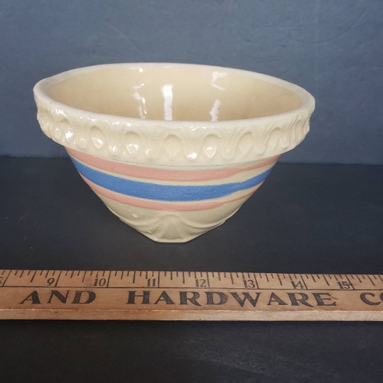 Antique McCoy Ribbed Striped Blue, Pink Nesting Mixing Bowl