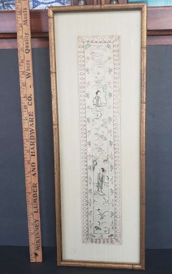 Vintage Framed Asian Embroidery On Silk