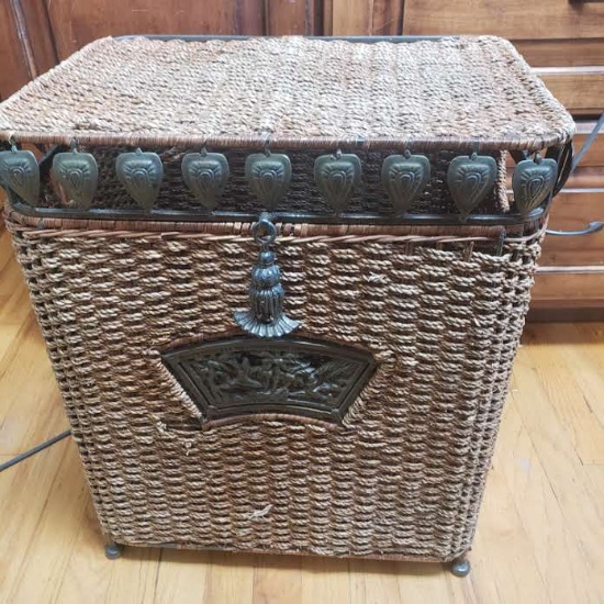 Wicker Laundry Basket With Brass Details