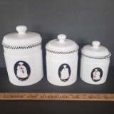 Set of 3 Fat Chef Canisters With Lids