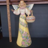 Huge 2004 Jim Shore Heartwood Creek Garden Angel with Basket Statue