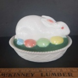 Vintage Westmoreland Glass Milk Glass Bunny Rabbit On Nest