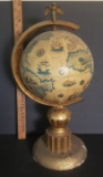 Vintage Globe with Brass Eagle Finial, Wood Base, Made in Italy