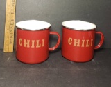 Pair of Enamel Chili Mugs