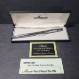 Vintage Engraved Aston Silver Pen in Original Box