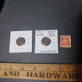 1938 German Third Reich Coins and Stamp