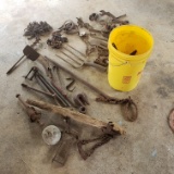 Lot of Very Old Chains, Tools, Door Hinges and Horseshoes