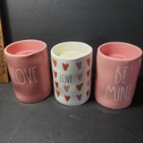 Lot of 3 Rae Dunn Candles, New, Sweetpea, Bergamot Rose, Midnight Rose