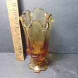 Vintage Amber Swung Vase