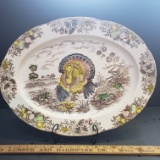 Vintage 1950’s Transfer Ware Turkey Platter, Made In Japan