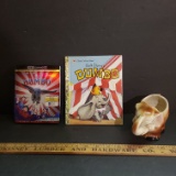 Dumbo Lot, New DVD, Vintage Little Golden Book, Vintage Planter