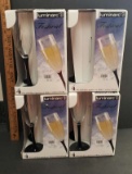 4 Boxes of New Luminarc Festival Champagne Flutes, Black Stems