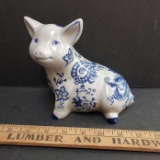 Cute Formalities Baum Bros Blue and White Floral China Pig