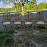 Lot of 4 Vintage Bamboo Patio Chairs