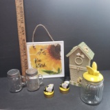 Lot of Adorable Bumble Bee Decor, S&P Shakers, Candles, More
