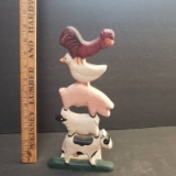 Vintage Stacked Farm Animals Cast Iron Doorstop or Bookend