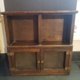 Vintage Wood Wall Display Cabinet with 2 Screen Doors