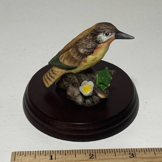 Lefton China Bird Figurine on Wooden Base