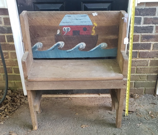 Handmade Rustic Wood Noah’s Ark Children’s Bench