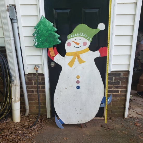 Double Sided Hand Painted Wooden Snowman