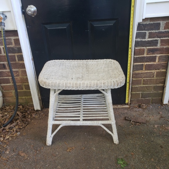 Vintage Wicker White Patio Table