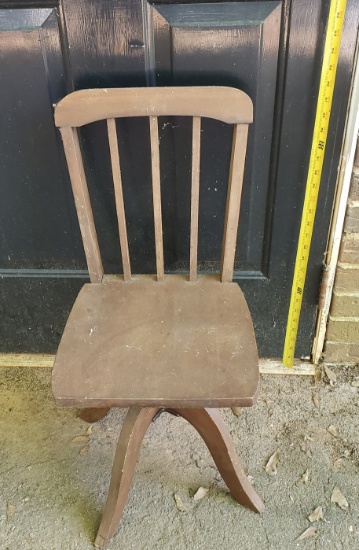 Vintage Childs Swivel Wood Chair