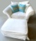 Ivory Over Sized Arm Chair with Ottoman