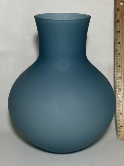 Pretty Blue Frosted Glass Vase