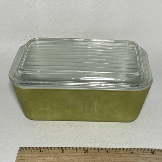 Vintage Green Pyrex Refrigerator Dish with Lid