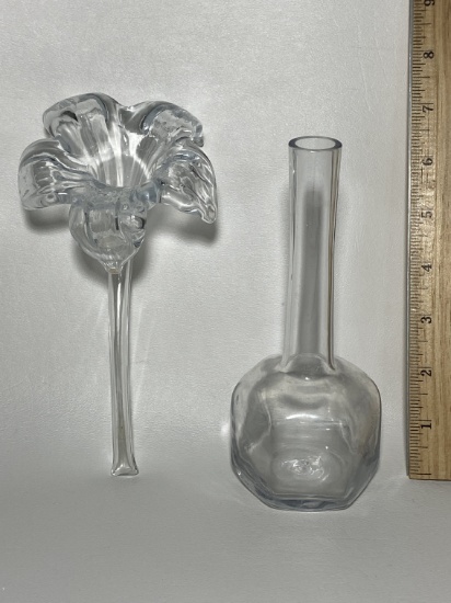 2 pc Art Glass Lily Vase Set