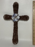 Copper Wire Cross with Porcelain Center