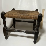 Wooden Stool with Woven Top