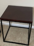 Metal Side Table with Wood Top