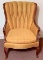 Vintage Gold Channel Back Chair with Wood Accents