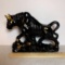 Ceramic Bull Statue with Gilt Accent