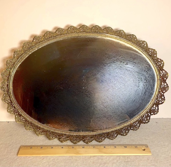 Vintage Dresser Mirror with Brass Finish