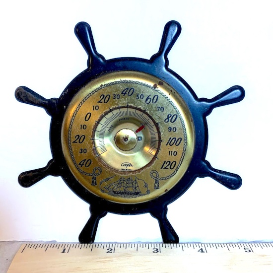 Vintage Ship's Wheel Thermometer