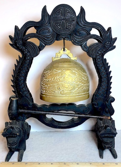 Vintage Oriental Gong with Hammer