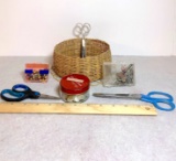 Basket with Assortment of Sewing Notions
