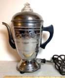 Vintage Electric Percolator with Brewing Basket & Electrical Cord