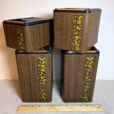 Retro 1960 Kromex Set of 4 Canisters with Lids - Faux Wood Finish