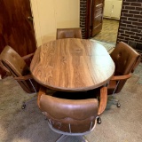 Retro 5 Pc Dining Set - Table and 4 Rolling Chairs